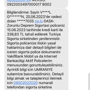 VakıfBank Bilgim Olmadan Çekilen Sigorta Ücretleri