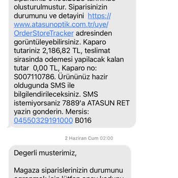 Atasun Optik Gözlüğümü Teslim Etmiyor Satış Danışmanı İade Edin Diyor