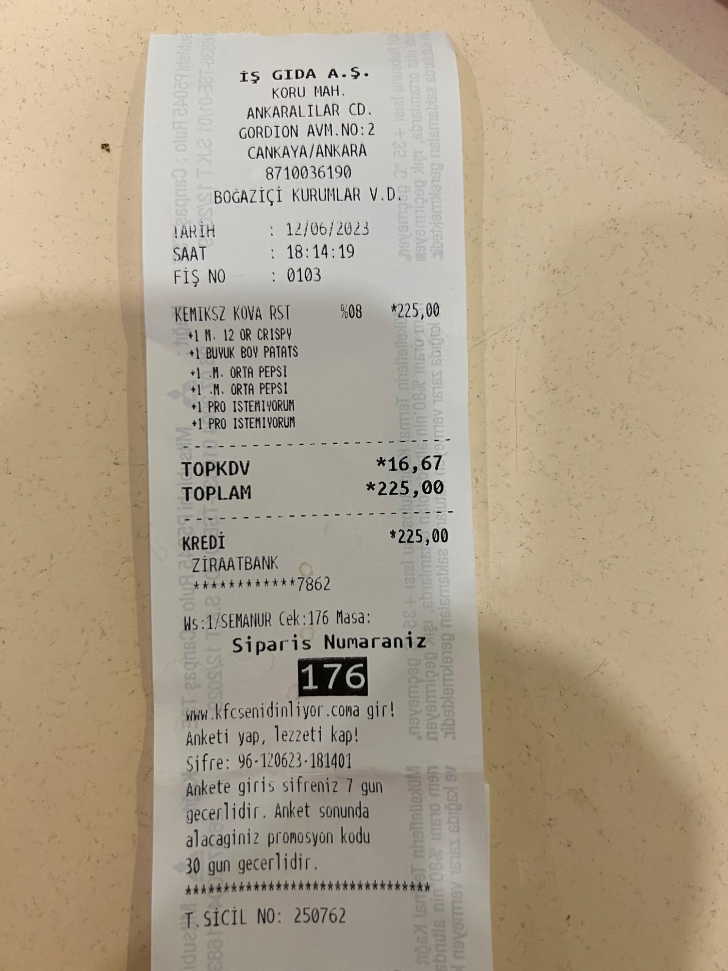 KFC Bayat Tavuk Ve Patates - Şikayetvar