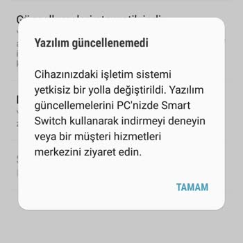 Samsung Telefon Yazılım Güncellemesi Hata Veriyor