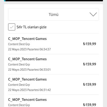 Tencent Games Türkiye Ve Vodafone Bilgi Dışı Ücret Çekimi