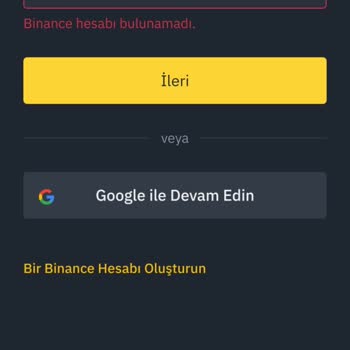 Binance Hesap Bulunamadı Hatası