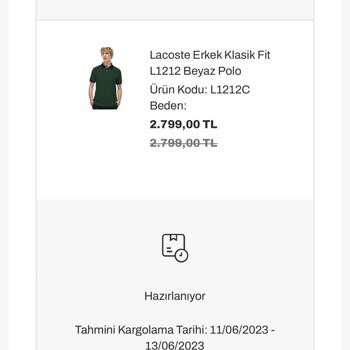 Lacoste Teslimat Tarihine Uyumaması