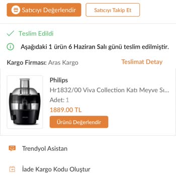 Trendyol Ürün Teslim Edilmedi.