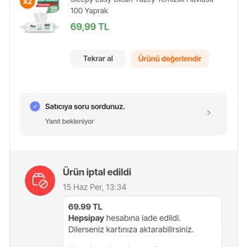 Ebebek Sleepy Islak Temizlik Havlusu Satıcı Tarafından İptal Edildi