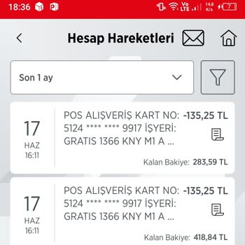 Gratis Konya M1 Kasada Fazladan İki Defa Kartımdan Para Çekmiş