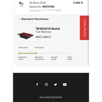 Arçelik Sitesinden Alınan Ürünün Bozuk Çıkması Sorunun Çözülememesi