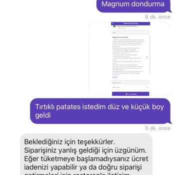 Burger King Eksik Menü Gönderimi