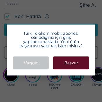 Türk Telekom Mobil Uygulamaya Giremiyorum.