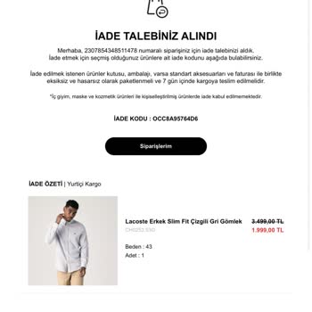 Occasion Lacoste Gömlek İadesinde Paranın Geri Ödenmemesi