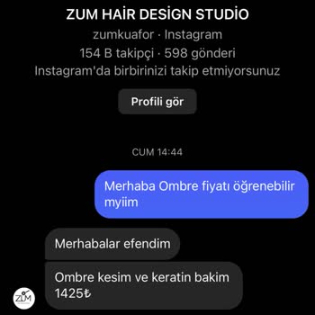 Zum Kuaför Instagram'dan İşlem Ücreti Görüşmesi