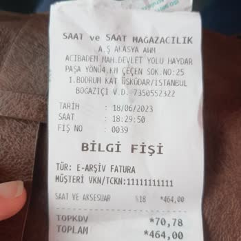 Saat & Saat Pil Değişimi Ve Temizleme İçin Alınan Ücret.