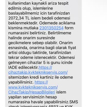 Huawei Cihaz Kronik Hata Veriyor, KVK Servis Ücret İstiyor