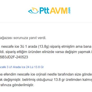 Pttavm.com'dan Siparişimde Sorun Yaşadım