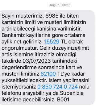 Türkiye İş Bankası Kredi Kartı Limit Arttırım Hk