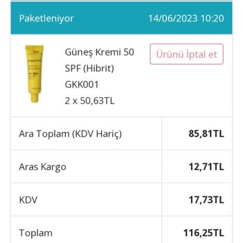 Doa Kozmetik Siparişim Kargoya Verilmedi