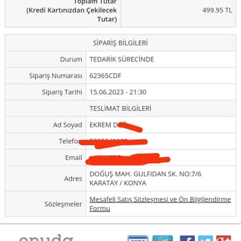 Onudabunuda.com Siparişlerimi Göndermiyor, Mesajlarıma Cevap Vermiyor.