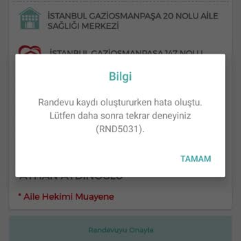 MHRS Ve 182 Den Randevu Alamam Hk