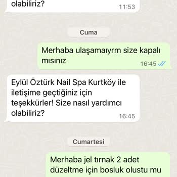 Eylül Öztürk Nail Spa Protez Tırnak Hizmetinden Memnun Kalmadım