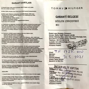 Tommy Hilfiger Güneş Gözlüğü Hatası Hakkında.