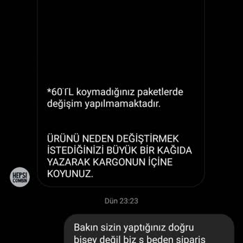 Betrug durch Instagram-Seite HEPSİCOMBİN habe falsche Bestellung erhalten und Änderung verweigert