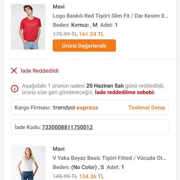 Mavi Trendyol Alışverişi İadede Kayıp