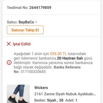 Trendyol - Baybaco Alışverişimin Haber Verilmeden İptal Edildi