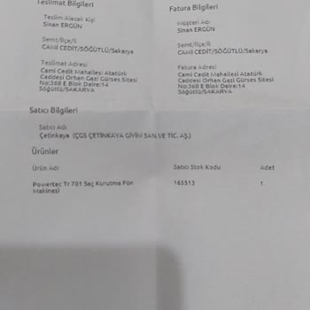 Powertec Tr701 Model Saç Kurutma Makinesi Hatalı