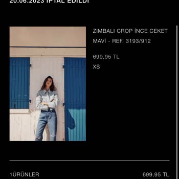 Zara Sebepsiz Yere Siparişin İptal Edilmesi