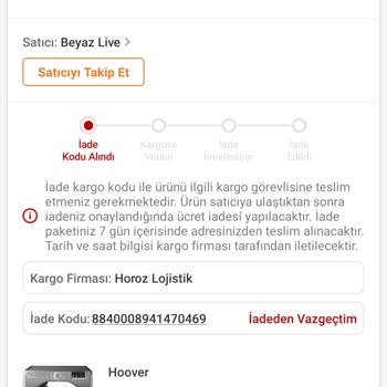 Trendyol-Beyaz Live-Horoz Lojistik Şüpheli Süreç