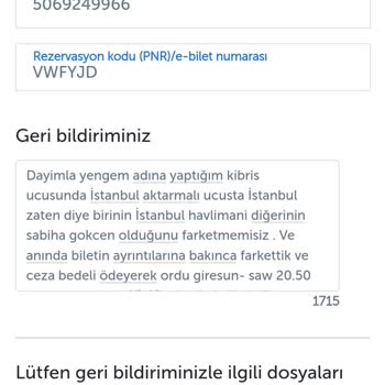 THY Müşteri Memnuniyeti Konusunda Şikayet