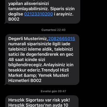 Trendyol Hızlı Market'ten Verdiğim Siparişim Ulaşmadı!