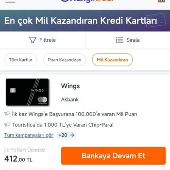 Akbank Wings Mil Yüklemesi Yapılmadı