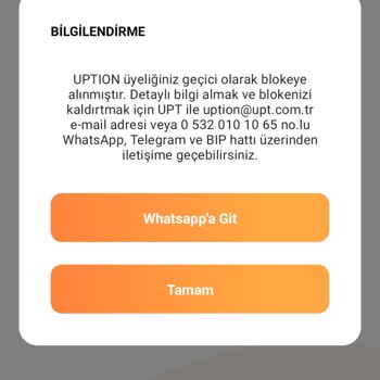 UPTION Hesabıma Bloke Koyulması
