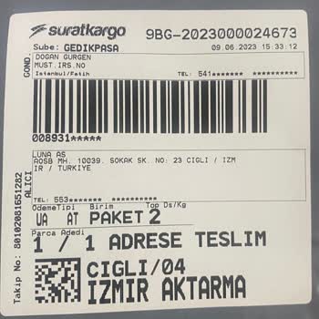 Sürat Kargo Teslim Edilmeyen Kargo Sarnıç Mikro Şubesi