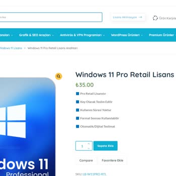 LisansBizde Windows 11 Pro Retail Lisans İkinci Elmiş?