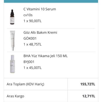 Doa Kozmetik Yanlış ve Gelmeyen Sipariş