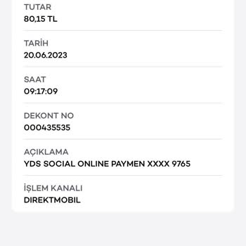 YDS Online Paymen Çekimi Akbank