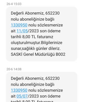 Samsun Büyükşehir Belediyesi Kullanılmayan Suya Fatura