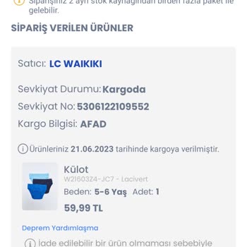 LC Waikiki İptal Edilemeyen Ürün