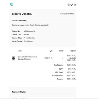 Azmcinar.com Online Siparişi Göndermediler