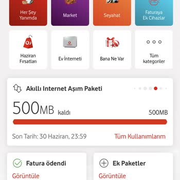 Vodafone İnternet Paketim Bitmeden Hattıma Paket Yükledi