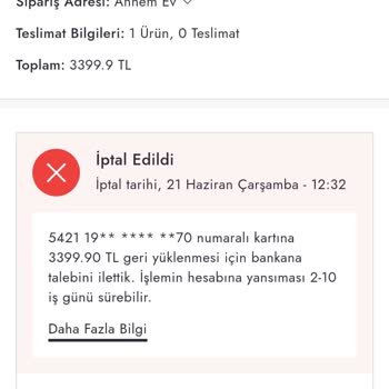 Boyner Online Siparişi Kafasına Göre İptal Etti