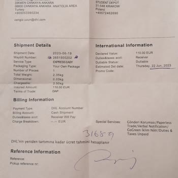 DHL Nin Gumruk Sorunu Var.