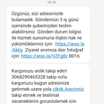 Aras Kargo Teslimat/Yanlış Beyan/Çağrı Merkezi Bağlanamama Sorunu