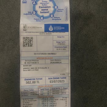 İBB - İstanbul Büyükşehir Belediyesi Kullanımdan Fazla Fatura