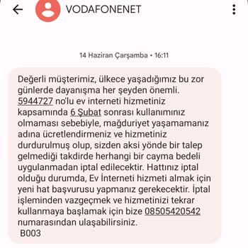 Deprem Bölgesinde Sormadan İnterneti İptal Eden Vodafone Net