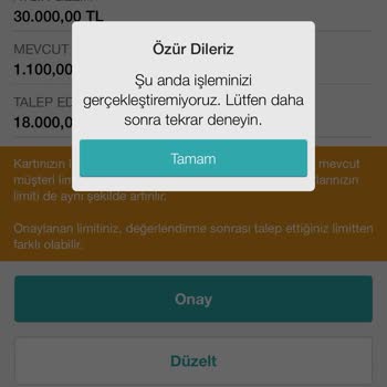 Garanti BBVA Kart Limiti Artırım Talebi