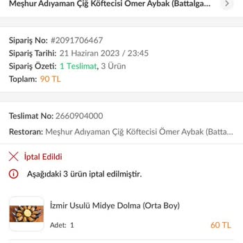 Trendyol Yemek GO'dan Sipariş Verdim Ama Midye Kalmamış!