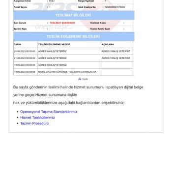 Aras Kargoyu Evde Olduğum Halde Getirmemesi